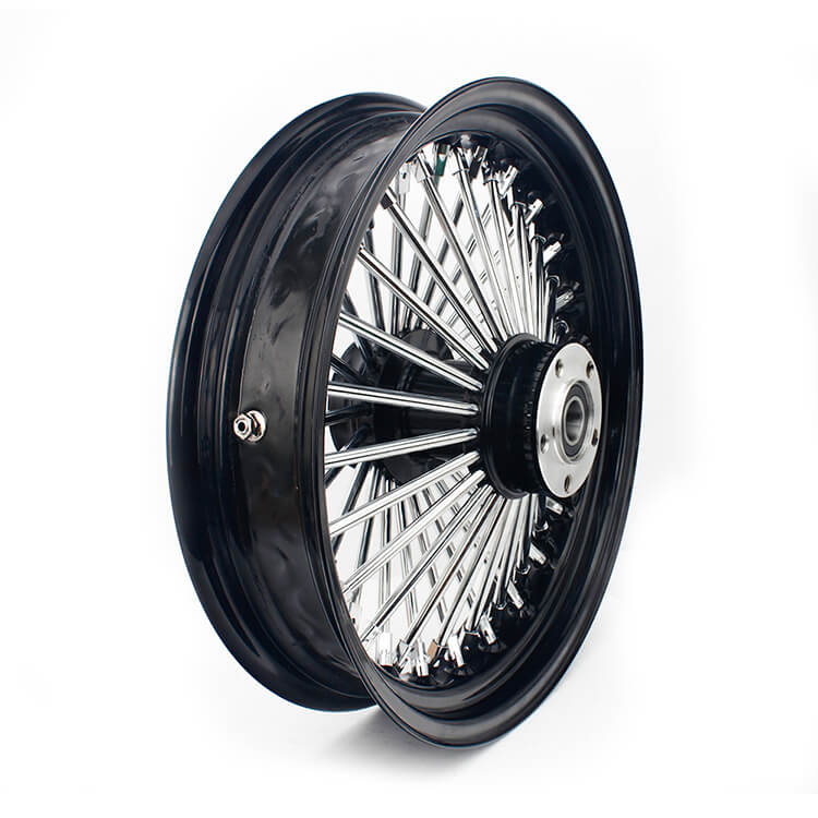 Custom Black And Chrome 16" X 3.5" Front Dual Disc Wheel for Harley